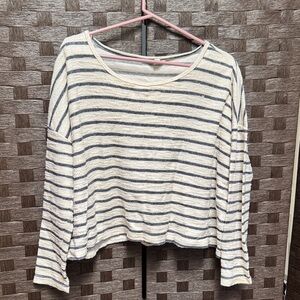 BB Dakota Cream and Gray Striped Sweatshirt